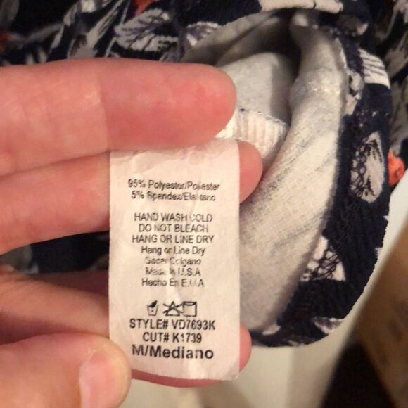 PinkBlush M Navy White Gray Coral Floral Short Sleeve Maternity Midi Dress - Picture 9 of 10